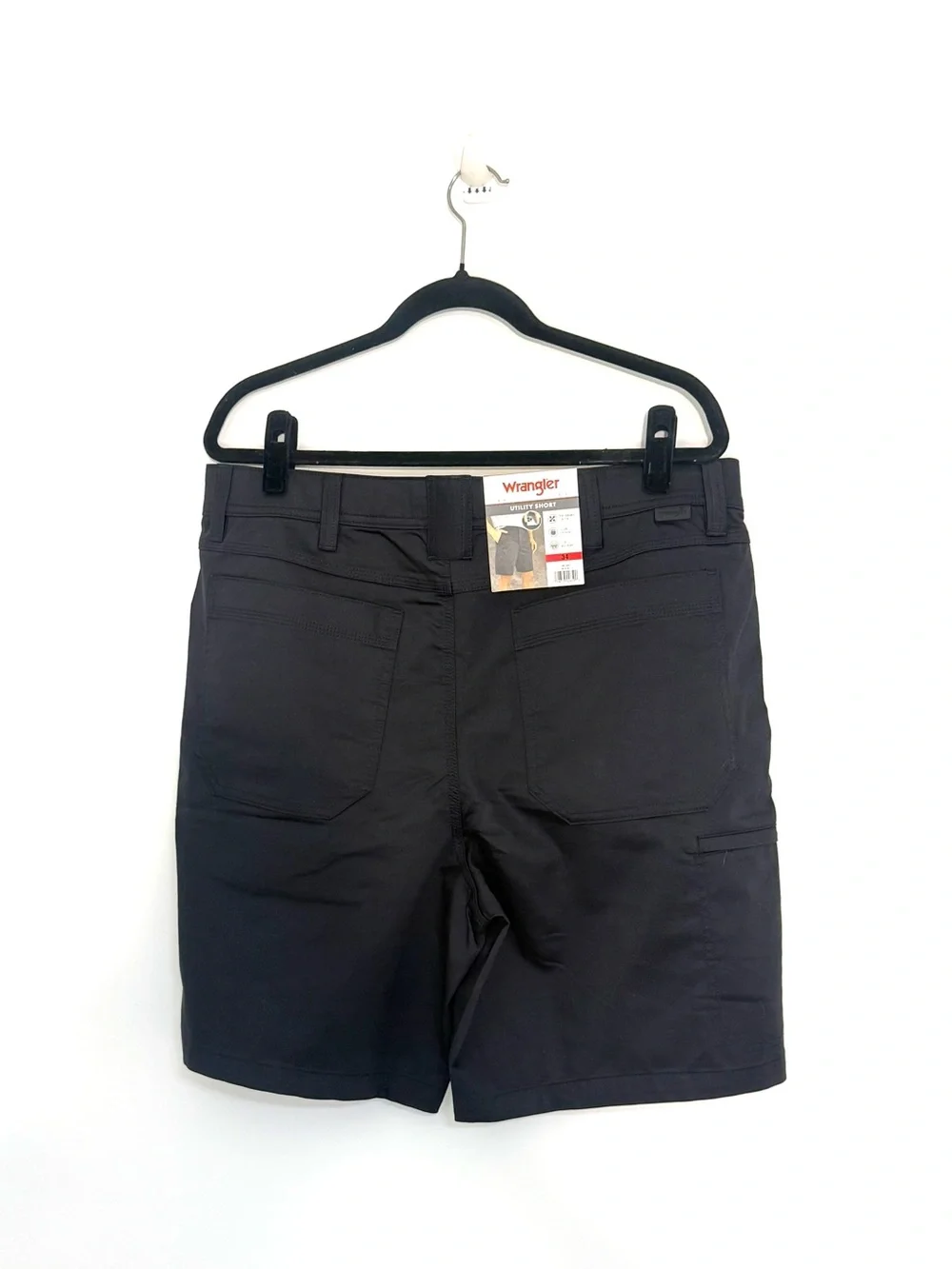 Wrangler Men's Black Flat-Front Performance Utility Shorts NWT Flex Waistband